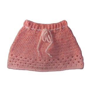 Peach Fuzzy Crochet Skirt Handmade
